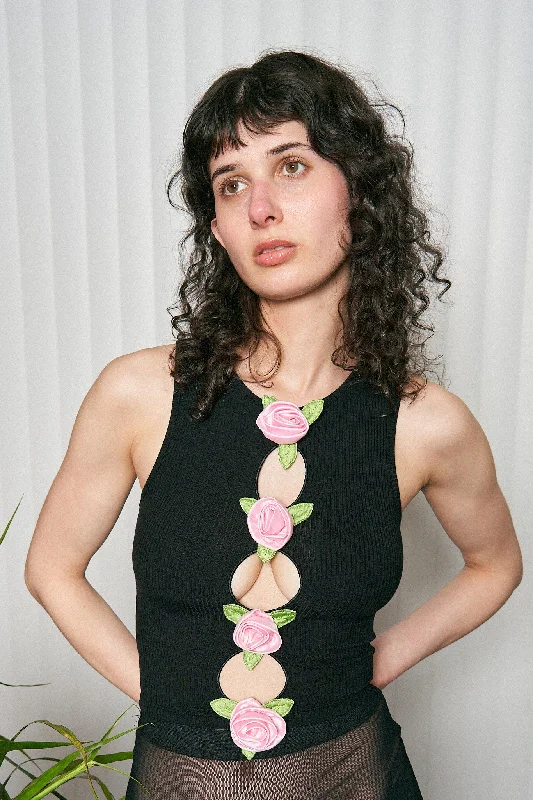 Pink Roses 3 Hole Punch Tencel Tank