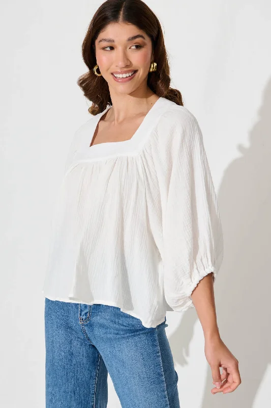 Bonne Top In White Cotton