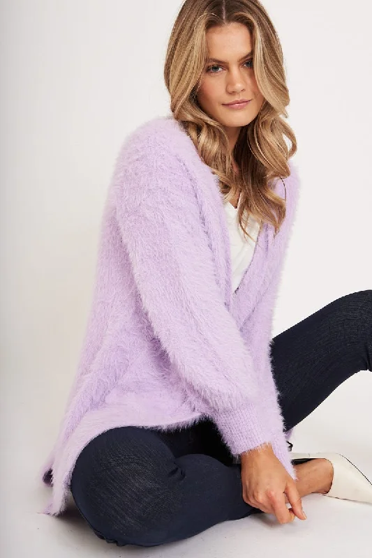 Lovey Dovey Knit Cardigan in Lilac